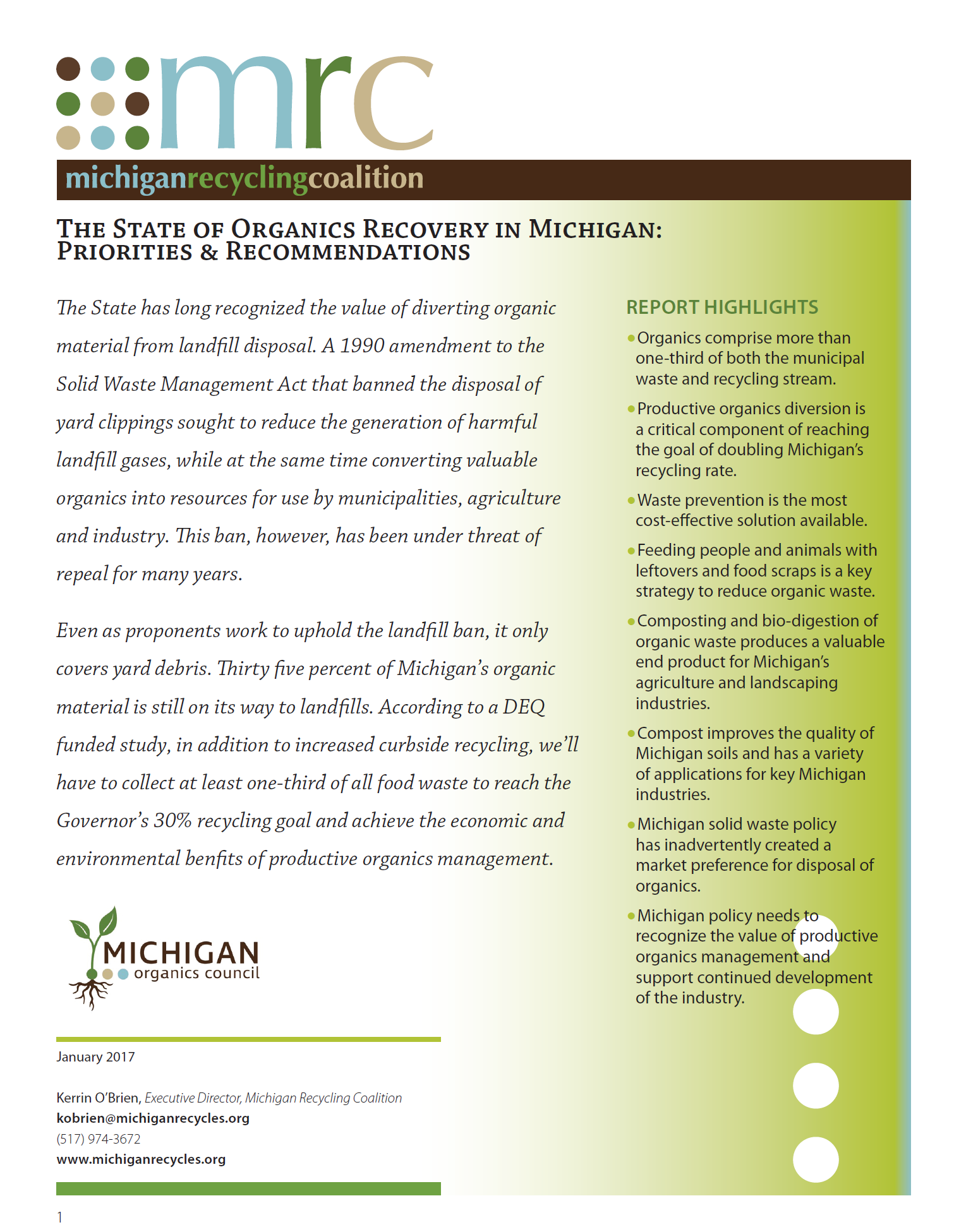 Organics Report Cover